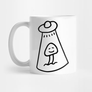 UFO Taking Little Mushroom Doodle Art Mug